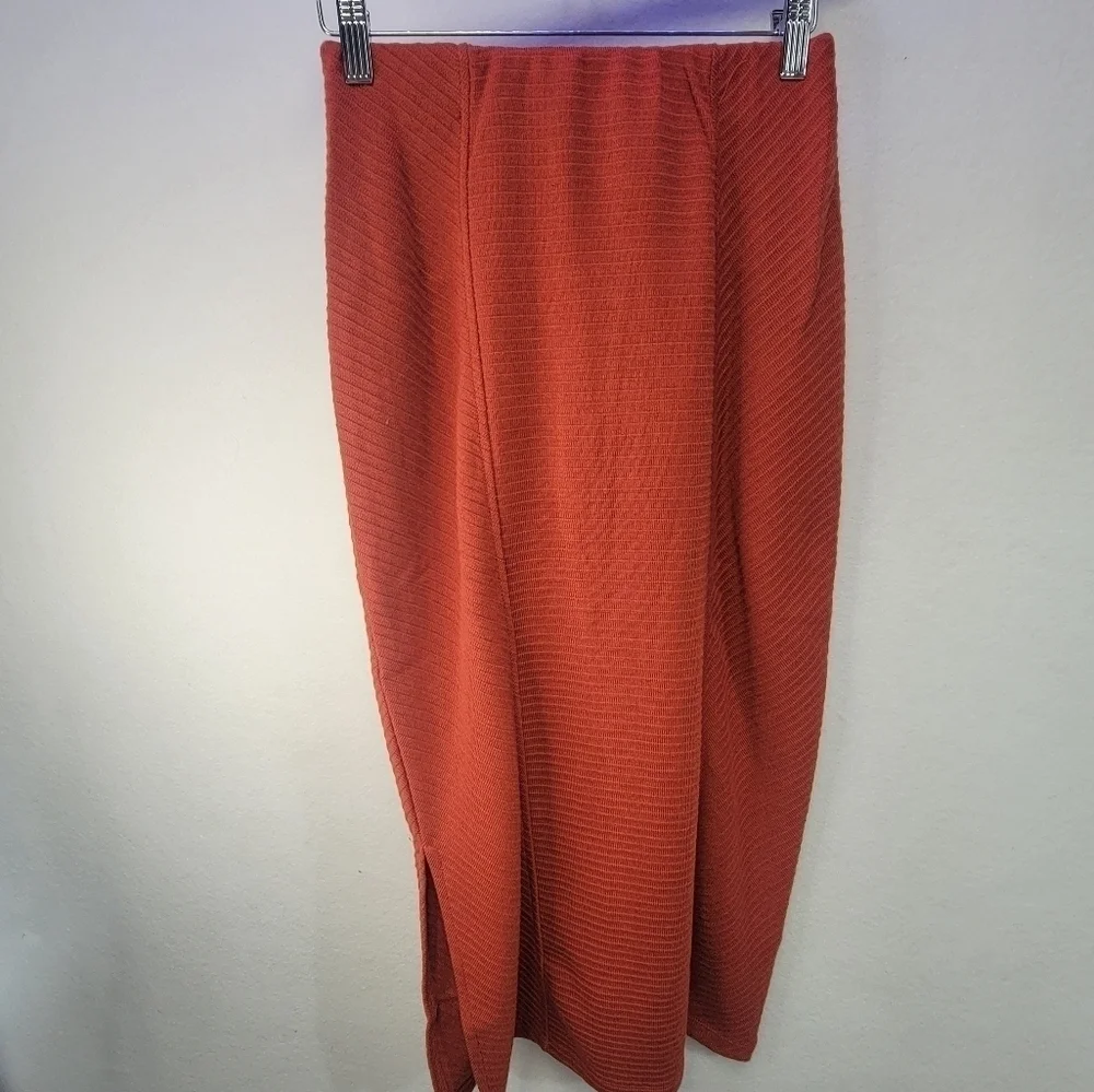 Band Of The Free BOG Collective  RENEE Rust Ribbed Pencil Skirt Size Small